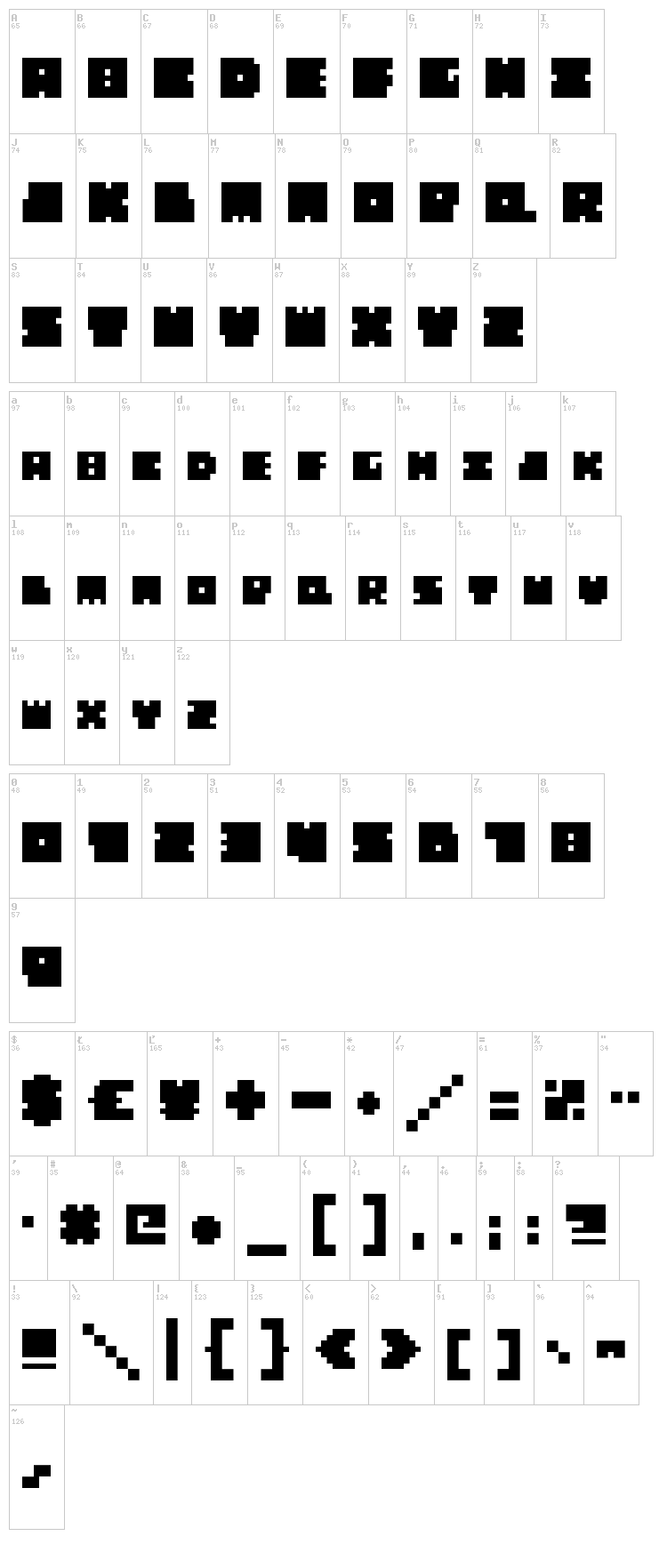 Big Bad Blocks font map